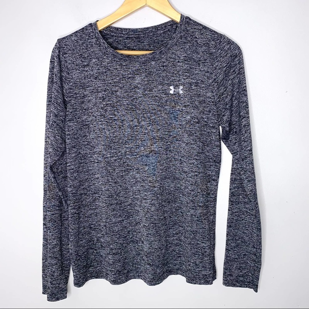 Under Armour T-Shirt Women Medium Long Sleeves Gray Marled Base Layer *